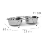 Ciotola per cani e gatti acciaio inox set doppio con supporto
