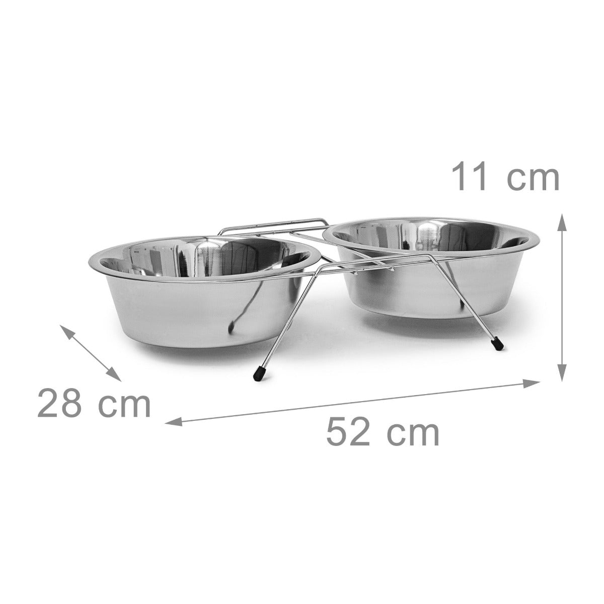 Ciotola per cani e gatti acciaio inox set doppio con supporto