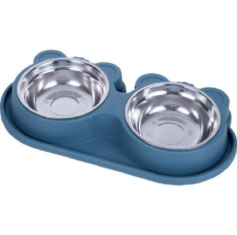 Doppia ciotola alimentare in acciaio anti perdita acqua dispenser cibo cani gatti
