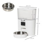 Distributore automatico cibo cani e gatti 20,5x25x28 cm con ciotola e timer bianco