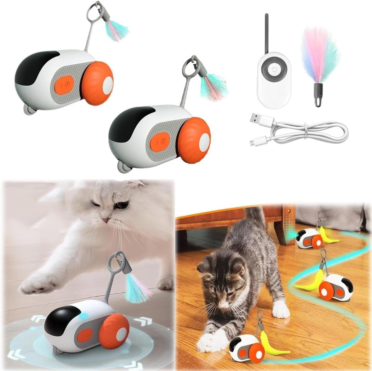 Turbo Tail 2.0 – Giocattolo Interattivo per Gatti con Coda Rotante Sensibile al Movimento