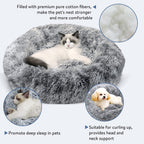 Cuccia di peluche a forma di ciambella per gatti e cani super morbida con base antiscivolo