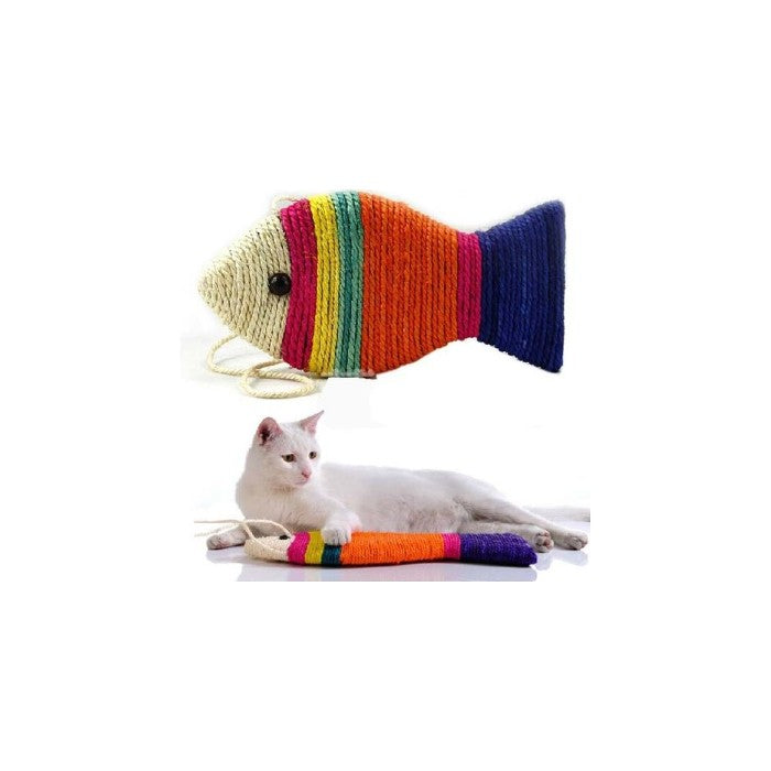 Tiragraffi per gatti da appendere al muro a forma di pesce  25x13cm