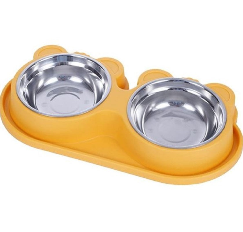 Doppia ciotola alimentare in acciaio anti perdita acqua dispenser cibo cani gatti