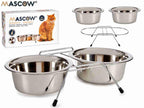 Ciotola per cani e gatti acciaio inox set doppio con supporto