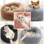 Cuccia di peluche a forma di ciambella per gatti e cani super morbida con base antiscivolo