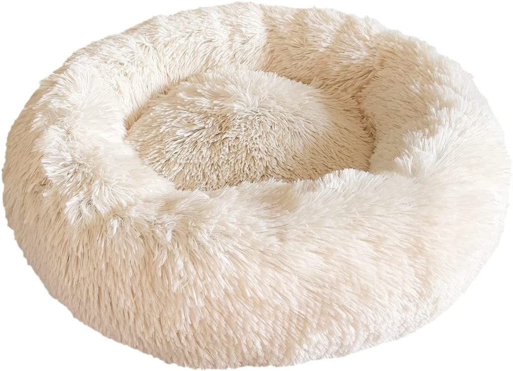 Cuccia di peluche a forma di ciambella per gatti e cani super morbida con base antiscivolo