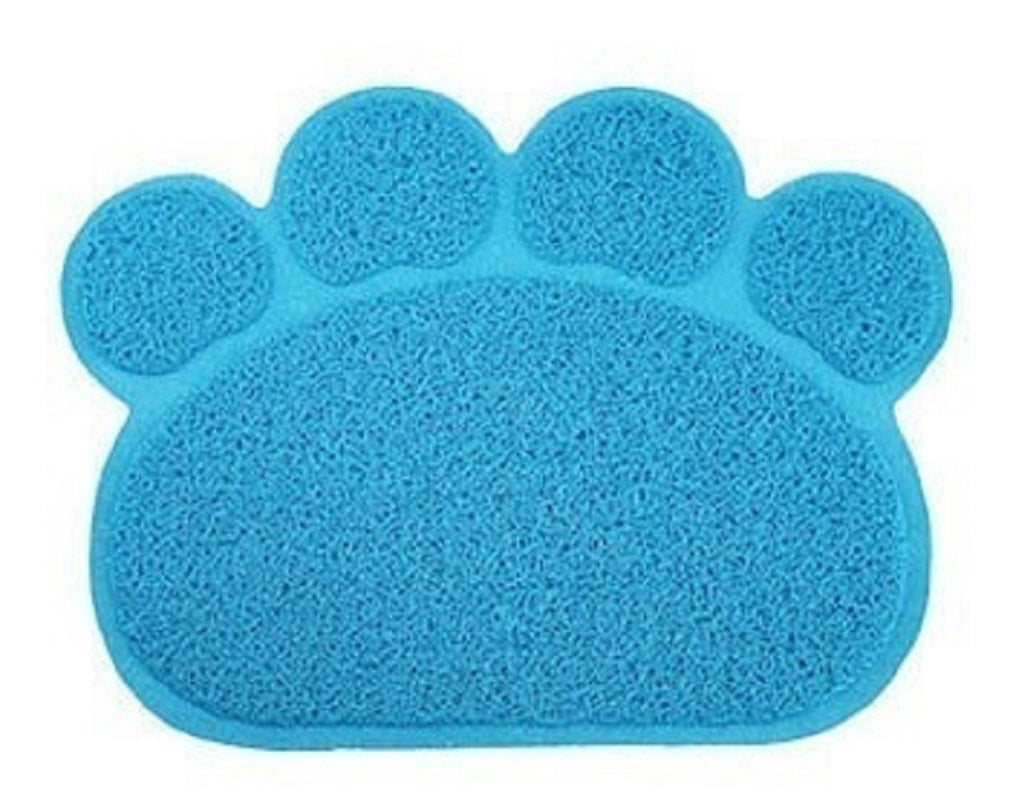 Tappetino antiscivolo animali igienico lettiera cane gatti 60 x 45 forma zampa Blu