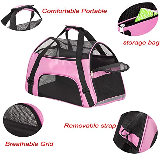 Borsa da trasporto per gatti, conigli e altri piccoli animali, portatile, pieghevole, dotata di tracolla, cerniere con fibbia di sicurezza, di nuova concezione
