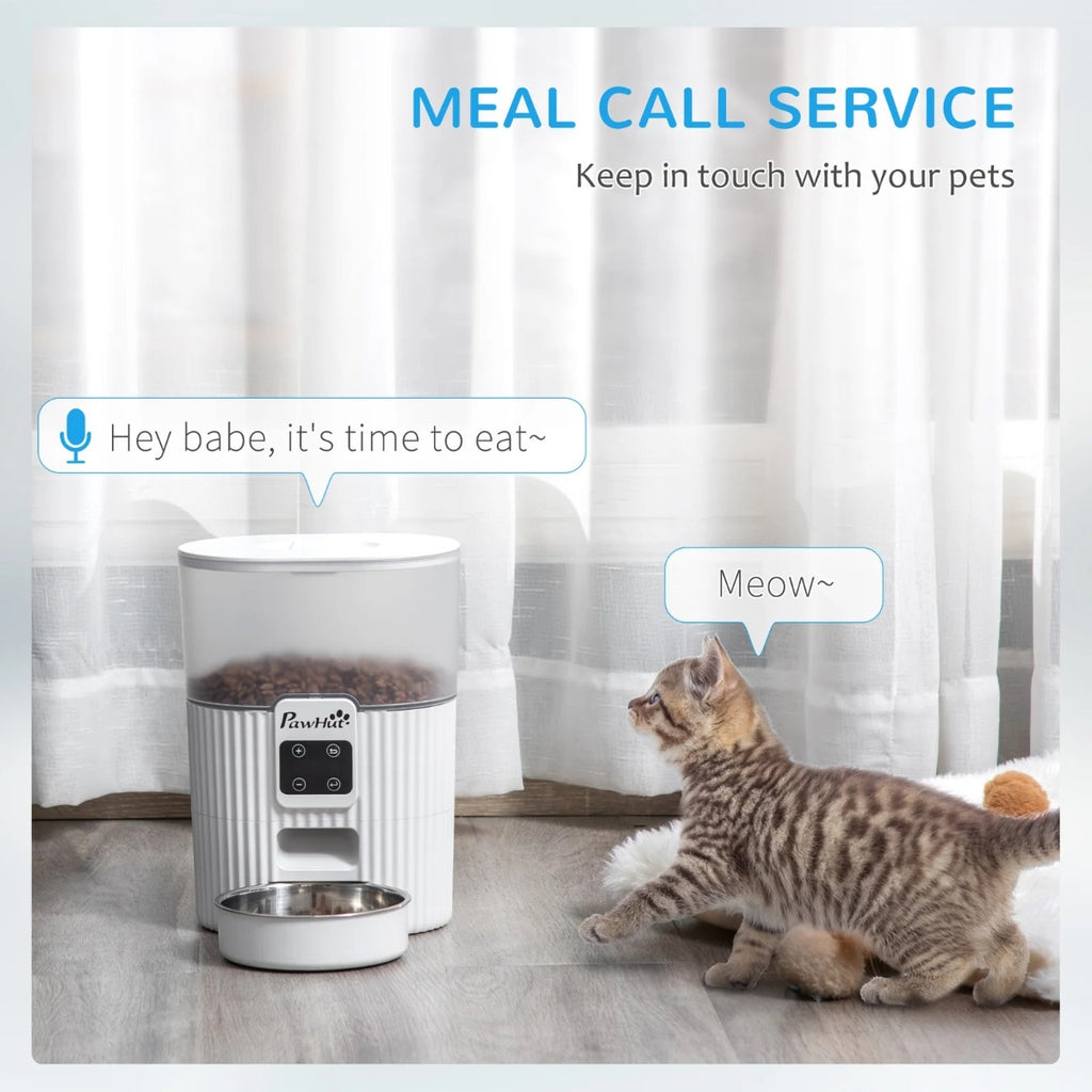 Distributore automatico cibo cani e gatti 20,5x25x28 cm con ciotola e timer bianco