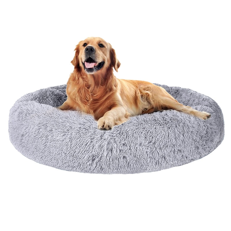 Cuccia di peluche a forma di ciambella per gatti e cani super morbida con base antiscivolo